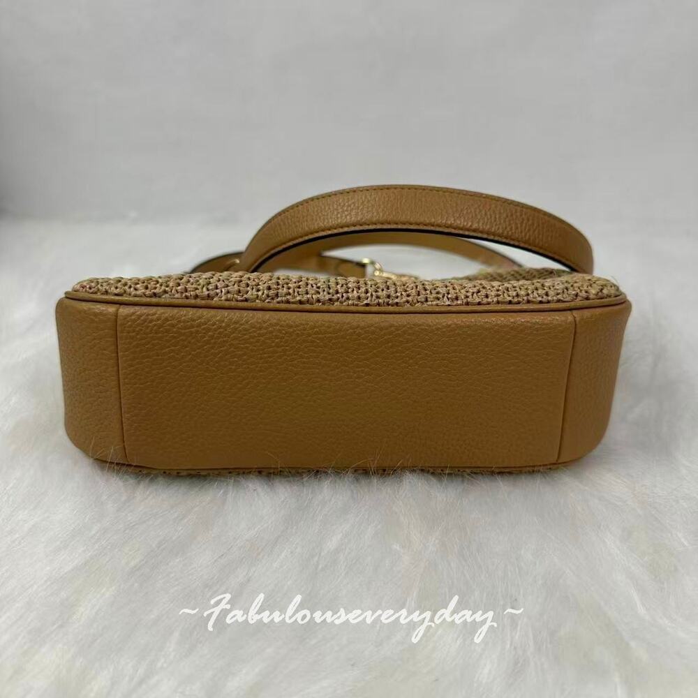 Coach Teri Shoulder Bag Crossbody With Charm Straw/Gold/Toast CEC43 NWT - Picture 6 of 8